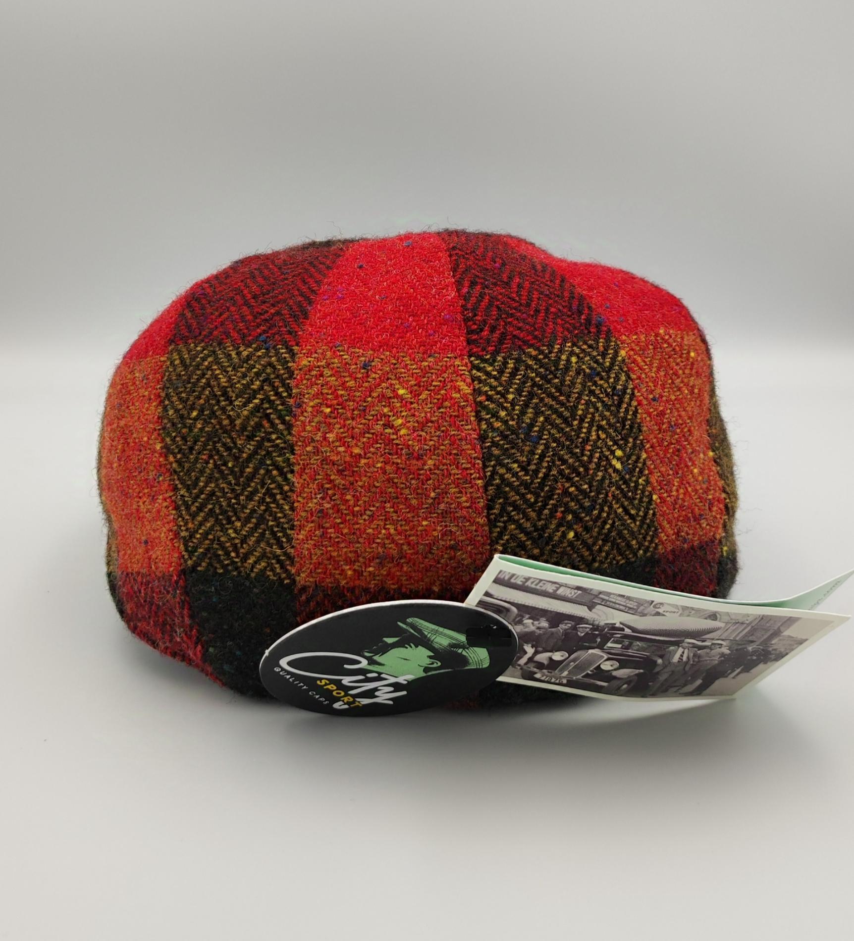Casquette à carreaux rouge en tweed
