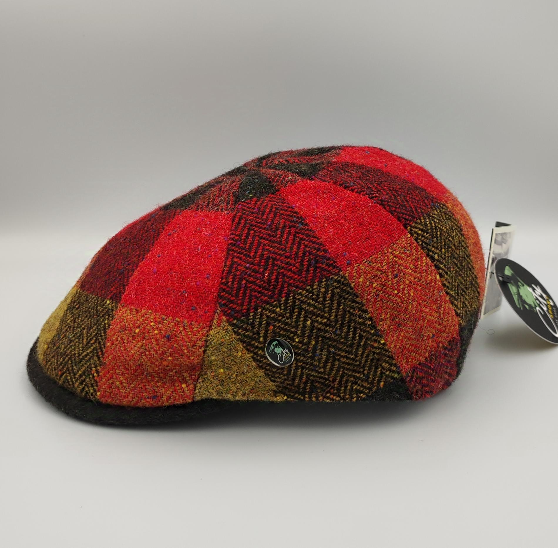 Casquette à carreaux rouge en tweed