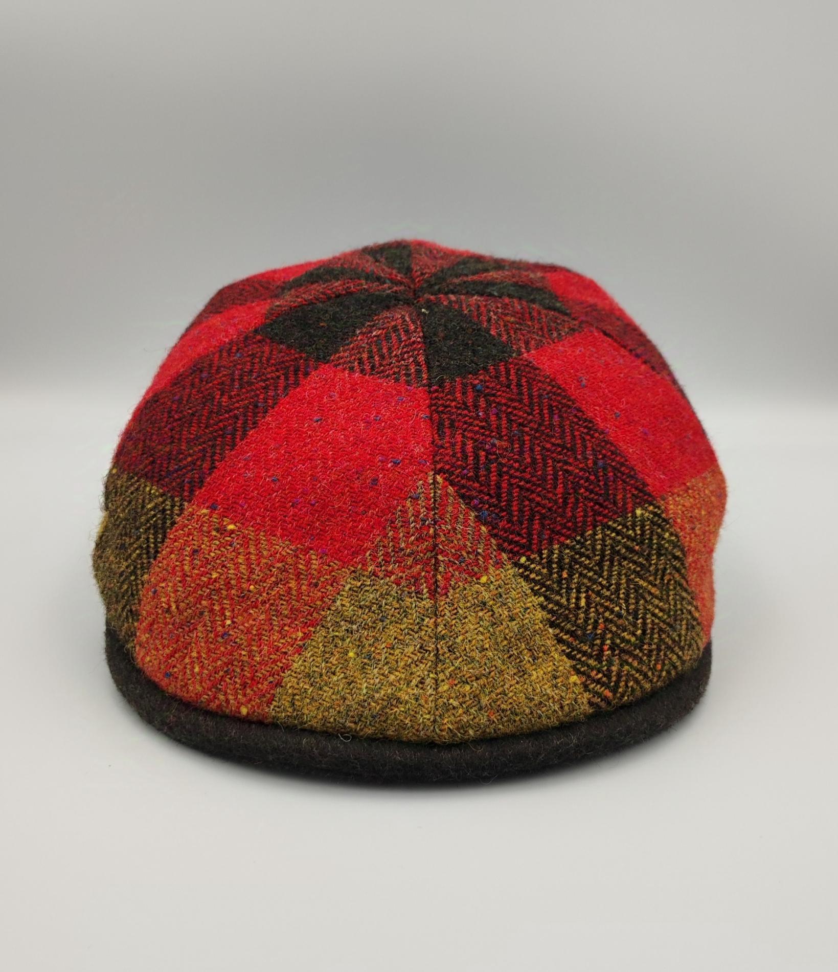 Casquette à carreaux rouge en tweed